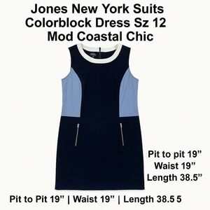 Jones New York Suits Office Colorblock‎ Dress Size 12 Mod Coastal Chic Preppy